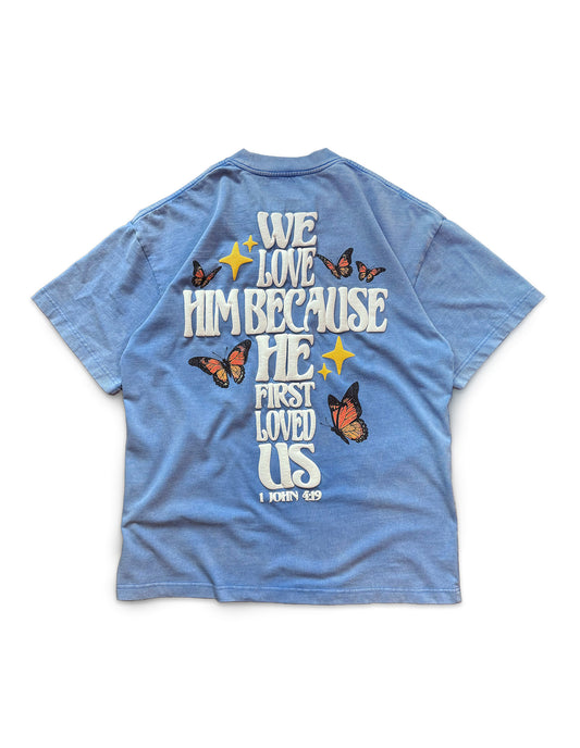 (Pre-Order 6 Weeks) "He Loved Us" - Unisex oversized t-shirt in heavyweight 250gsm acid wash