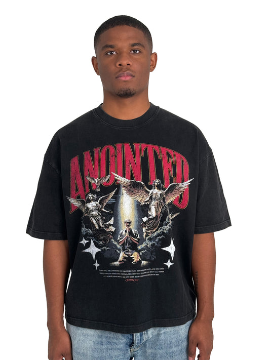 (Pre-Order 6 Weeks) "Anointed" - Boxy t-shirt in heavyweight 250gsm acid wash